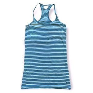 American Eagle Teal Striped Racerback Tank Top
